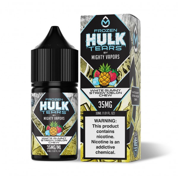 Frozen Hulk Tears Salt by Mighty Vapors - Frozen White Gummy Straw-Melon Chew 30mL Frozen Hulk Tears Salt by Mighty Vapors - Frozen White Gummy Straw-Melon Chew 30mL