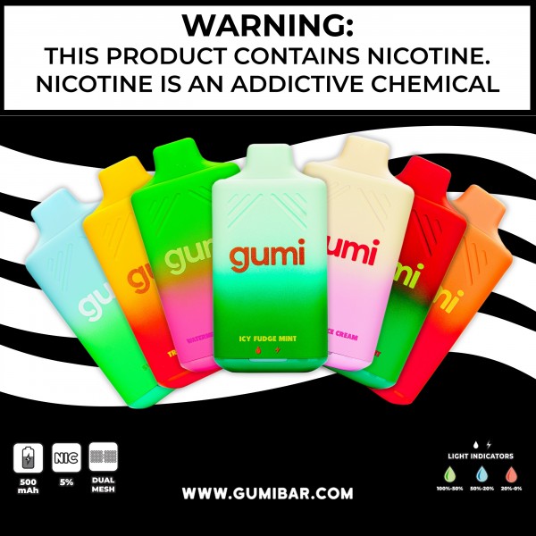 Gumi Bar 8000 Disposable 5% (Display Box of 5) (Master Case of 200) Gumi Bar 8000 Disposable 5% (Display Box of 5) (Master Case of 200)