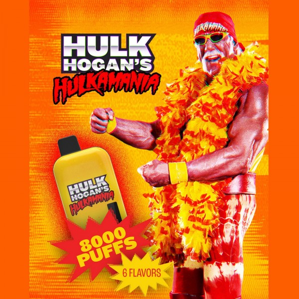 Hulk Hogan's Hulkamania & Hollywood 8000 Disposables 5% (Display Box of 5) (Master Case of 200) Hulk Hogan's Hulkamania & Hollywood 8000 Disposables 5% (Display Box of 5) (Master Case of 200)