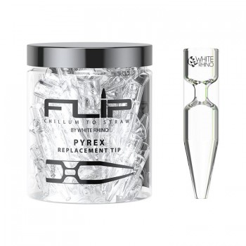 White Rhino Flip Chillum to Straw Pyrex Flip Tips 49CT
