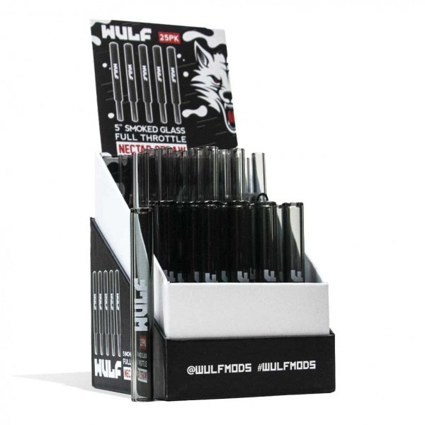 Wulf Smoked Glass Full Throttle Nectar Straw Display Box 25CT