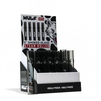 Wulf Smoked Glass SteamRoller Pipe Display Box 25CT Wulf Smoked Glass SteamRoller Pipe Display Box 25CT